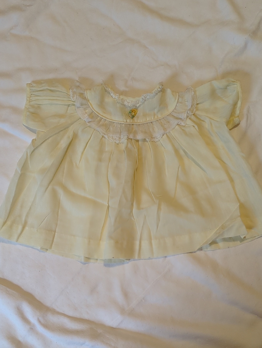 Vintage Nannette Pale Yellow Ruffle Collar Blouse/Dress